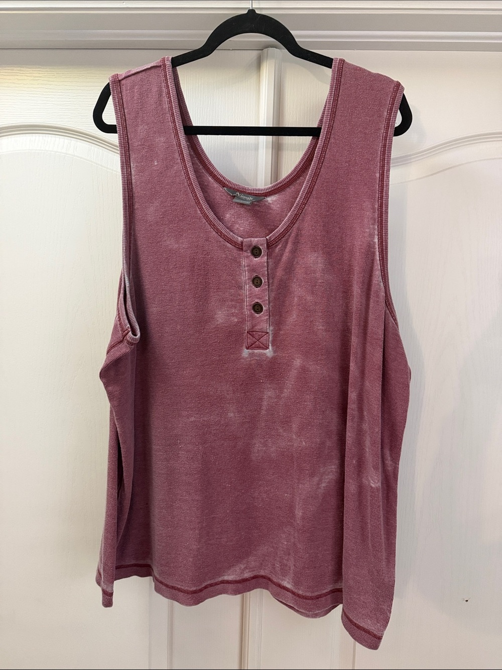 Natural Reflections Washed Rose Henley Tank Top - Women